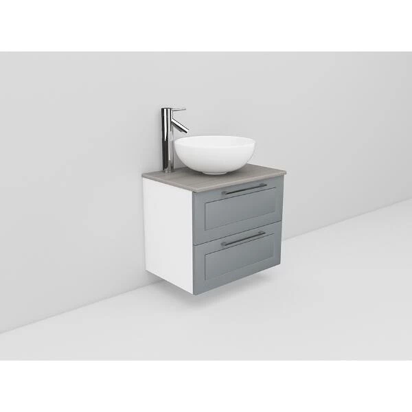 Badrumsmöbel Flexline Modell 13 60cm, Vit, Grå, Ram | Stuvbutiken