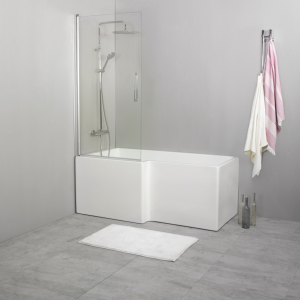 BADKARSVÄGG NORO FIX TREND BV 80, SILVER MATT KLARGLAS