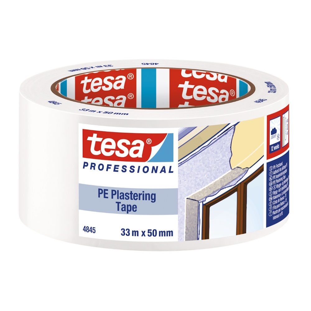 Byggtejp PE 4845, 33mx50mm, Vit, 6st, Tesa